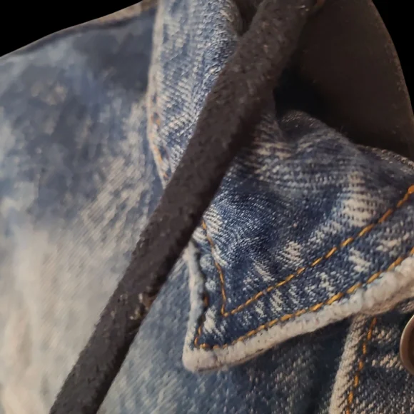 Carbon Denim With Sweatshirt Sleeve Jacket Size L - Picture 2 of 4